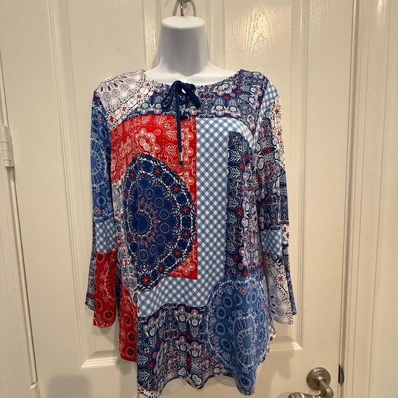 Ruby Road Women's Multicolor Patchwork Top PM excellent condition - Picture 1 of 6